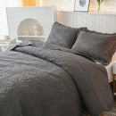 MarCielo 3-Piece 100% Cotton Oversized Bedspread Lightweight Quilt Coverlet Embroidery Farmhouse Bedding Set T0 (Dark Grey, Oversized King (118"x106")) by CozyNest Decor