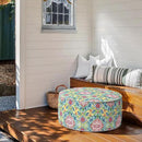 Inflatable Ottoman Stool D31 xH14 for Outdoor/Indoor Use, Water Repellent Patio Foot Rest Stool with Portable Handle,Round Pouf Ottoman Suitable for Garden,Deck and Camping - Damask Red by CozyNest Decor