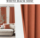 Patio Sliding Glass Doors Curtains 108 Inches Long 2 Panel Blackout Linen Textured Bohemian Autumn Fall Decorations Hippie Decorative Thermal Drapes for Summer Heat Light Blocking Black Out Terracotta by CozyNest Decor