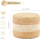 Handwoven Water Hyacinth Ottoman Pouf, Round Outdoor Footstool with Sturdy Frame, No Assembly Needed, Boho Accent Stool for Indoor & Outdoor Use – Patio, Balcony, Living Room (White) by CozyNest Decor