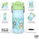 Zak Designs Harmony Bluey Kid Water Bottle for Travel or At Home, 14oz Recycled Stainless Steel is Leak-Proof When Closed and Vacuum Insulated (Bluey, Bingo, Muffin) by TinyTreasures Baby Boutique
