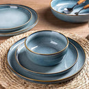 GBHOME Ceramic Dinnerware Sets for 6, 18 Pieces Stoneware Plates and Bowls Sets, Scratch Resistant Dishes, Dishwasher & Microwave Safe, Space Blue by CozyNest Decor