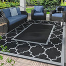 GENIMO Outdoor Rug 9' x 12' Waterproof for Patio Decor, Reversible Plastic Straw Area Rugs Mat for Camper, Outside Carpet for Camping, Rv, Deck, Porch, Picnic, Beach, Balcony, Black & Grey by CozyNest Decor