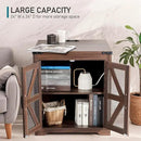 Farmhouse End Table Set of 2, 24" Large Sofa Side Table with Charging Station, Mesh Barn Door, Rustic Wood Nightstand with Adjustable Storage Shelf, Square Nightstand for Living Room by CozyNest Decor