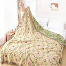 Snycler Boho Throw Blanket 60"x80" - 100% Cotton Ultra Soft Rustic Quilt, Green Floral Printed Farmhouse Decor for Bed, Sofa, Couch, Chair - All Season Cozy Blanket by CozyNest Decor
