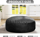 Hobestluk 6FT Bean Bag Chair Bean Bag Chairs for Adults Giant Bean Chairs with Velvet Cover, Memory Foam BeanBag Chair Fluffy BeanBag Chairs for Living Room, Bedroom- Black (70" x 70" x 15") by CozyNest Decor