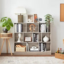 LEYAOYAO 10 Cube Bookshelf with Base,3 Tier Mid-Century Modern Grey Bookcase,Standing Wide Bookshelves Storage Organizer Shelf,Rustic Wood Display Cabinet Book Shelves for Bedroom,Living Room,Office by CozyNest Decor