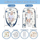 Baby Lounger - Baby Lounger for Newborn 0-24 Months, Breathable, Soft Cotton Baby Nest, Portable Infant Lounger for Home & Travel, Newborn Essentials Gift (Blue Elephant) by TinyTreasures Baby Boutique