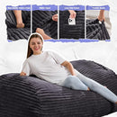 Hobestluk 4FT Bean Bag Chairs Adult Bean Bag with Portable Handle Comfy Large Bean Bag Chair with Removable Cover for Living Room Bedroom or Reading Nook (Stripe Dark Grey, 4FT) by TinyTreasures Baby Boutique