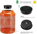 Glitzhome Solar Lantern Orange Metal Cutout Scrollwork Outdoor Hanging Solar Light with Handle for Garden Patio Yard Outdoor Decor by GreenHaven Gardens