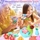 KLAPTOR Arts and Crafts for Kids Ages 4-6: Toys for Ages 5 6 7 8 9 – Birthday Gifts & Craft Set for Girl Age 3-9 - DIY 30+ Flower Bloom Maker with Music Light Base Vase Fridge Magnets Cards by TinyTreasures Baby Boutique