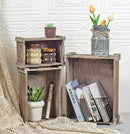 TIMRIS Set of 3 Rustic Wood Nesting Crates, Farmhouse Wooden Storage Container Boxes with Cutout Handles, Decorative Wooden Baskets for Display (Rustic Gray) by CozyNest Decor
