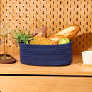 Small Storage Baskets for Organizing | Closet Organizer Bins | Shelf Toy Basket | Woven Rope Baskets | Cube Decorative Box | Shallow Basket | 11.5x7.5x4.7” | 4 Packs Navy Blue by CozyNest Decor