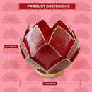 Blooming Lotus Capiz Shell Tealight Candle Holder, Handcrafted Decorative Tea Light Candleholder with Translucent Flower Petals for Ambient Illumination and Natural Elegance, Red by CozyNest Decor