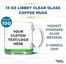 Custom Libbey Clear Glass Coffee Mugs 13 oz. Set of 100, Personalized Bulk Pack - Perfect for Coffee, Tea, Espresso, Hot Cocoa, Other Beverages - Green Bottom by TinyTreasures Baby Boutique