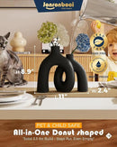 Matte Black Vase Set - Hug Hollow Donut Aesthetic Ceramic Vases Home Decor, Modern Nordic Minimalist Decorative Vase for Table Centerpiece Bookshelf Office Entryway Console Fireplace (Black) by CozyNest Decor