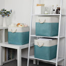 Bidtakay Fabric Baskets for Closets Shelves Lined Set of 3 Large Square Collapsible Storage Bins for Organizing 13 X 13 Cube Storage Bins for Pantry Organization Storage(Teal Blue) by TinyTreasures Baby Boutique