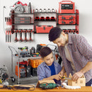Power Tool Organizer with Charging Station Wall Mount, 3 Layer Expanded Heavy Duty Garage Organization, 45.5 Inch Length Garage Tool Storage, 8 Drills, 2 Assemble Method, Red by GreenHaven Gardens