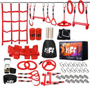Ninja Warrior Obstacle Course for Kids Backyard with A Pair of Knee Pads, 60’ Ninja Slackline and Slackline Protective Tube with Unique Obstacles Climbing Net, Ninja Wheel, Monkey Bars, Gym Rings by TinyTreasures Baby Boutique