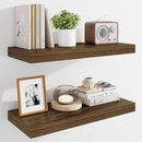 Marsmiles 24" Floating Shelves for Wall, Wooden Shelves with Invisible Brackets Set of 2, Rustic Farmhouse Wall Mounted Shelf for Kitchen Bathroom Living Room Study, Walnut by CozyNest Decor