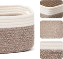 Small Storage Baskets for Organizing | Closet Organizer Bins | Shelf Toy Basket | Woven Rope Baskets | Cube Decorative Box | Shallow Basket | 13x8.5x5.1” | 3 Packs White Brown by GreenHaven Gardens
