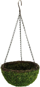 SuperMoss (29319 MossWeave Hanging Basket | Outdoor Hanging Planter with Moss | Decorative Plant Hanger for Porch, Balcony, Garden & Home Décor, Round with Wicker Rim, Set of 3 (S/M/L), Green by GreenHaven Gardens