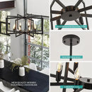 Modern Farmhouse Black Chandeliers for Dining Room, 8-Light Industrial Metal Chandeliers Geometric Pendant Lights Kitchen Island for Entryway Stairway Foyer Hallway by CozyNest Decor