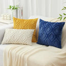 decorUhome Fall Throw Pillow Covers 16x16 Inch Set of 2, Soft Plush Decorative Faux Fur Dark Blue Solid Couch Pillow Covers, Accent Farmhouse Neutral Square Euro Pillow Cases for Sofa Bed Living Room by CozyNest Decor