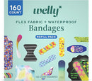 Welly Bandage Large Refill Pack | Adhesive Flexible Fabric, Glow-in-The-Dark & Waterproof Bandages | Assorted Shapes and Patterns for Minor Cuts, Scrapes, and Wounds - 160 Count by TinyTreasures Baby Boutique