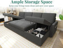 VanAcc Sleeper Sofa, 110 inch Oversize - 2 in 1 Pull Out Bed, Sectional Sleeper Sofa with Double Storage Chaise for Living Room, Grey Boucle Couch by CozyNest Decor