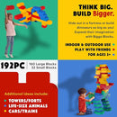 Big Blocks for Kids Ages 4-8 — Indoor & Outdoor Blocks for Kids Games — Large Building Blocks (192 pc) Jumbo Set by TinyTreasures Baby Boutique