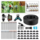 Garden Drip Irrigation Kit, 100ft Black Hose, 360° Pure Copper Closeable Nozzle, Patio Misting Plant Watering Sprinkler, Faucet Separator, Sprinkler Hose Adapter (28 360° nozzles + 28 T-connectors) by GreenHaven Gardens