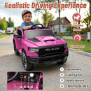 Licensed Ram 1500 Ride on Toys for Kids 4-8, Ride-on Electric Car for Kids with Remote Control, Battery Powered with Car Key/Gear Selector, LED Light/Music/MP3, Back Storage (Pink) by TinyTreasures Baby Boutique