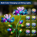 Solar Wind Spinners Blue Twin Flowers for Yard and Garden, Solar Windmill Garden Whirligig Kinetic Spinners Decor for Lawn, Patio, Yard, Metal Wind Outdoor Sculpture by CozyNest Decor