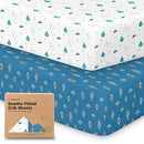 KeaBabies 2-Pack Organic Crib Sheets for Boys, Girls - 52x28 Fitted Crib Mattress Sheet Neutral, Breathable Jersey Cotton Cover for Baby Bed, Toddler Mattress, Soft & Cute Prints (Space Quest) by TinyTreasures Baby Boutique