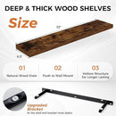 32Inch Floating Shelves for Wall 2 Pack Wood Shelves for Kitchen, Bathroom, Bedroom Wall Mounted Rustic Wood Floating Shelf with Invisible Brackets for Books, Storage, Decor, Rustic Brown by CozyNest Decor