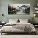 Rustic Wall Art for Living Room Large Size Teal Mountain Tree Landscape Canvas Wall Art for Bedroom Office Decor 29 x 59 Inch by CozyNest Decor