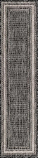 Unique Loom Outdoor Border Collection Area Rug - Soft Border (2' x 8' Runner, Black/ Ivory) by GreenHaven Gardens