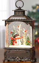 Snowman Snow Globe Lantern Christmas Decorations Gifts Auto Snowfall Glitter Music Collection Snowman Cardinal Birch Forest with 6H Timer USB/Battery Powered 10.2 inch by CozyNest Decor