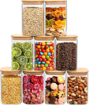 ComSaf 1.2 Qt Glass Storage Containers with Lids, Glass Jars with Lids, Clear Food Storage Jar, Square Canister Set of 9, Pantry Organizers and Storage for Cookie Flour Oat Pasta Tea Coffee Bean by CozyNest Decor