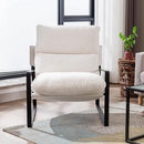 DUOMAY Modern White Sherpa Accent Chair Set of 2, Comfy Lounge Lazy Chair with Metal Leg, Mid-Century Corner Arm Chair for Living Room Bedroom Office Apartment by CozyNest Decor