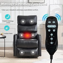 Manual Swivel Rocker Recliner Chair for Adults, Overstuffed Reclining Glider Chair for Nursing with Vibration Massage & Heat, Living Room Rocking Recliner 3-Stage backrest, Faux Leather Black by CozyNest Decor