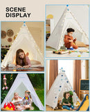 Teepee Tent for Kids with Inflatable Airbed, String Lights, Balloons, Pump, Washable Slumber Party Tent Indoor Outdoor for Girls Boys, Children Tipi Playhouse for Playtime and Sleepover by TinyTreasures Baby Boutique