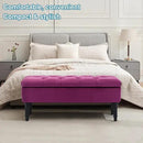 Ottoman with Storage Velvet Storage Bench Holds Up to 500 lbs Ottomans Upholstered Bench with Seating for Bedroom, Living Room, Purple by CozyNest Decor