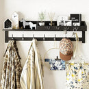 AMBIRD 35 inch Wall Hooks with Shelf, Coat Rack Wall Mount, Large Coat Hanger for Wall, Entryway Shelf with 7 Dual Coat Hooks, 4 Key Hooks and Mail Organizer, Wooden Key Holder Rack (Black) by CozyNest Decor