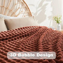 NEWCOSPLAY Faux Fur Twin Blanket Burnt Orange Bubble Blanket Thick Warm Soft for Couch Sofa Bed 550GSM (Burnt Orange, Twin(60"x80")) by CozyNest Decor