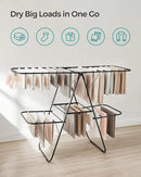 SONGMICS Clothes Drying Rack, Foldable 2-Level Laundry Drying Rack, Free-Standing Laundry Airer, with Height-Adjustable Wings, 33 Drying Rails, Sock Clips, Black ULLR053B01V1 by CozyNest Decor