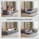 Convertible Sleeper Sofa Bed, Compression Folding Sofa with Pillow, No Assembly Required, Shape Frame, Floor Sofas Lounge Couch for Living Room, Bedroom, Small Spaces(Corduroy, 77''W, Dark Grey) by CozyNest Decor