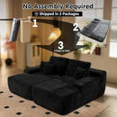 ovios 81" Oversized Sectional Double Lounge Chaise with Cloud Plush Sofa Bed, No Assembly Required, Fluffy Modern Sleeper Loveseat Chair for Indoor Living Room Bedroom Reading, Black (Plush Fabric) by CozyNest Decor