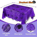 2Pcs Halloween Tablecloths, Black Lace & Purple Lined Rectangular Table Cloth, Spider Web Table Cover for Scary Halloween Decorations Indoor, 54 x 72 Inch by CozyNest Decor